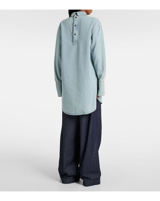Dries Van Noten Blue Denim Turtleneck Top