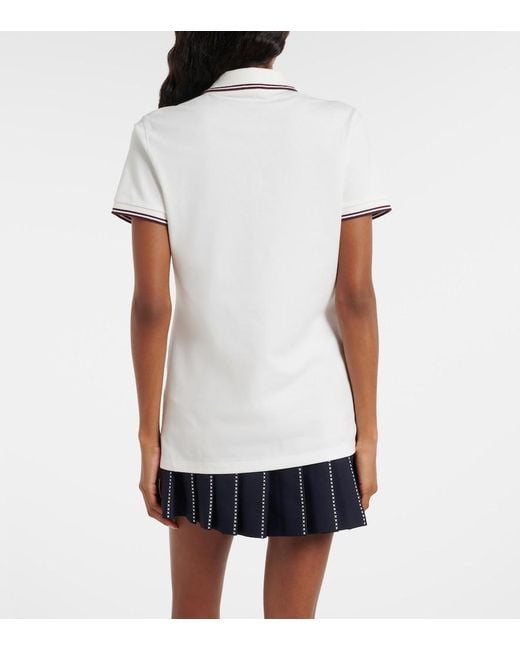 Tory Burch White Cotton-Blend Pique Polo Shirt
