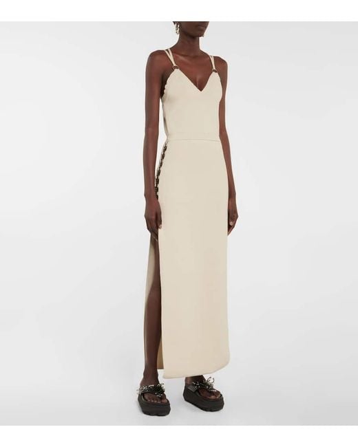 Rabanne White Embellished Knit Midi Dress