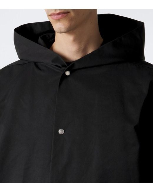 Rick Owens Black Mac Hooded Coat for men