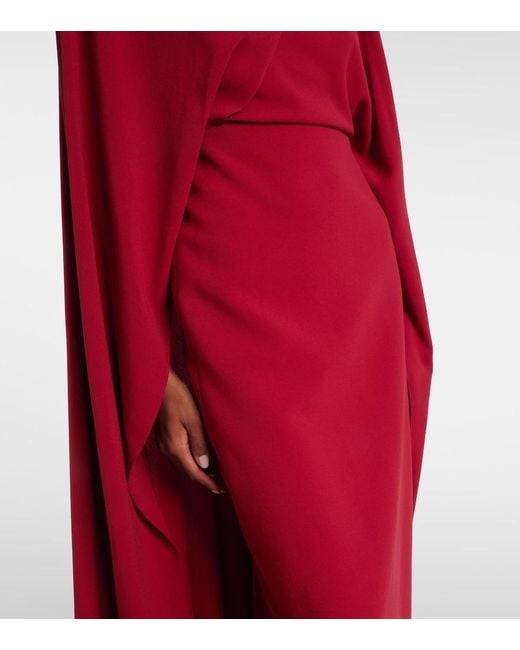 Roksanda Red Neolitsea Caped Crepe Cocktail Dress