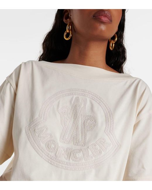 Camiseta de jersey de algodon con logo Moncler de color Natural