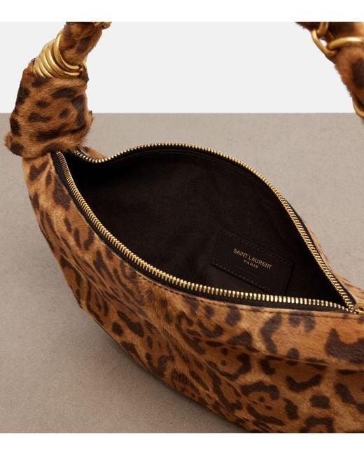 Saint Laurent Brown Amalia Mini Calf Hair Top-Handle Bag