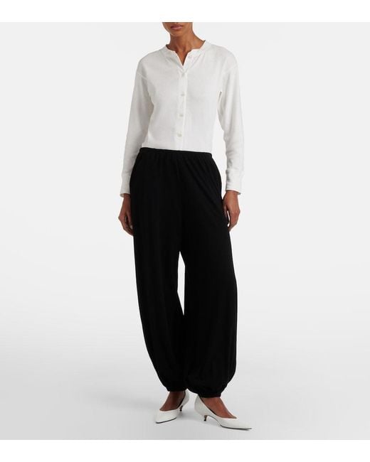 The Row Black Fiamma Cotton, Cashmere, And Silk Sweatpants