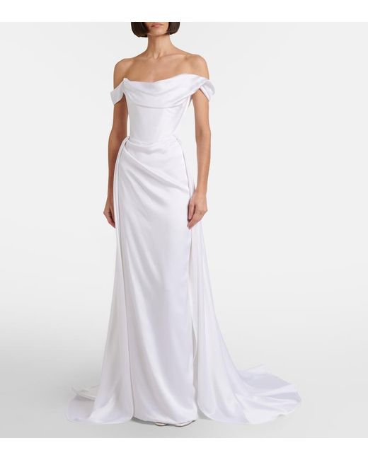 Vivienne Westwood White Bridal Nova Grace Satin Bustier Gown