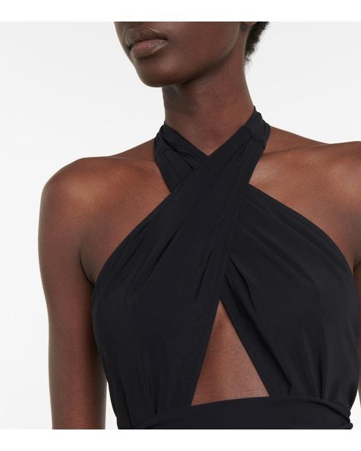 Karla Colletto Black Cutout Halterneck Swimsuit
