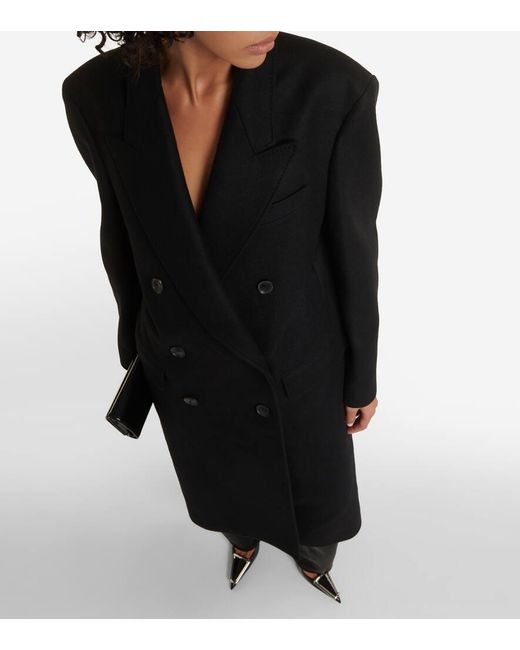 Nili Lotan Black Edmont Double-breasted Wool-blend Coat