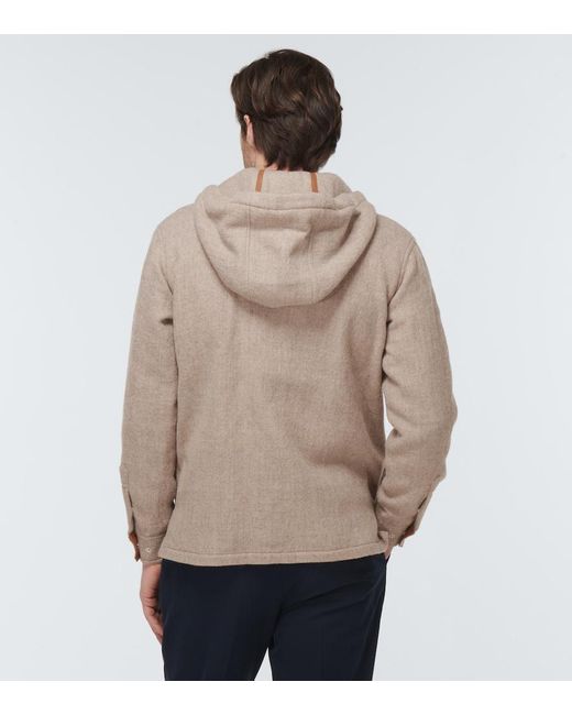 Giorgio Armani Natural Hooded Virgin Wool Blouson for men