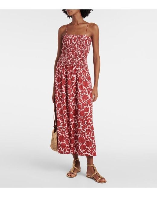 Faithfull The Brand Red Geriba Floral Linen Maxi Dress