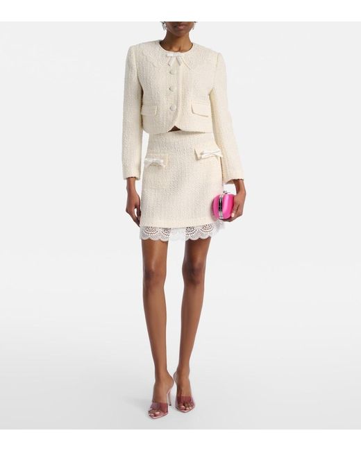 Self-Portrait Natural Lace-Trimmed Boucle Jacket