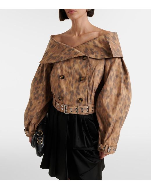 Ganni Brown Printed Cotton-Blend Jacket