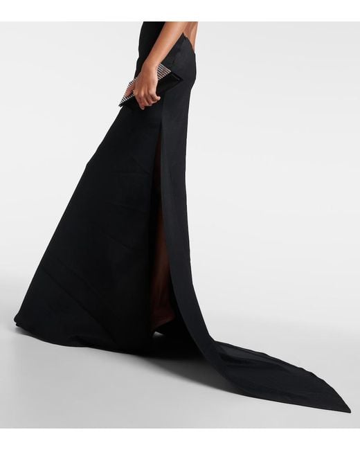 Maticevski Black Desires Asymmetric Bead-embellished Twill Halterneck Gown
