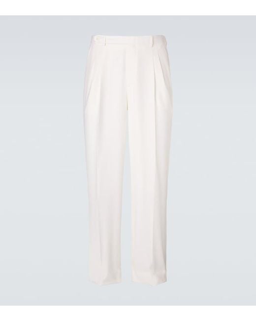 Brioni White Elba Wool Straight Pants for men