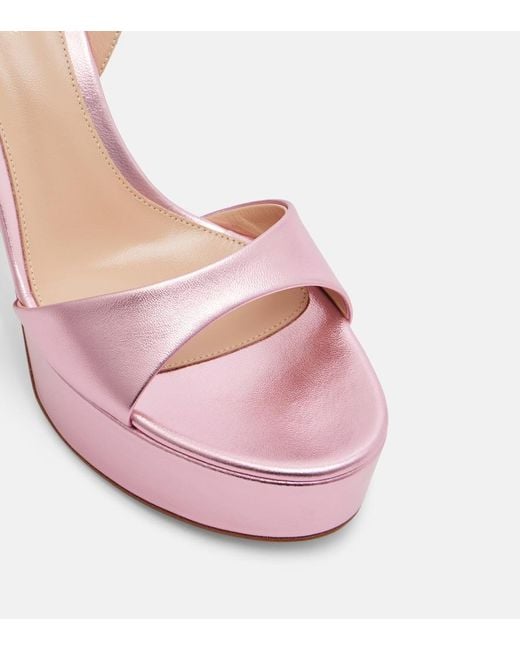Gianvito Rossi Pink Nancy 110 Leather Platform Sandals