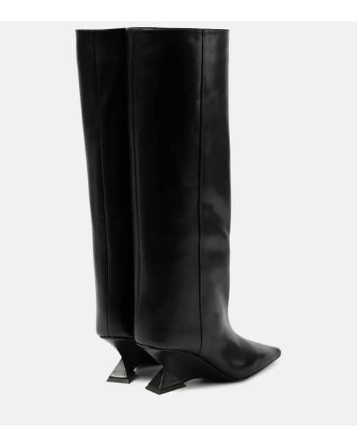 The Attico Black Cheope Leather Knee-High Boots