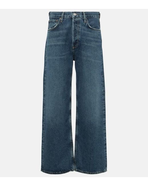 Jeans rectos Ren de tiro alto cropped Agolde de color Blue