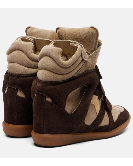 Isabel Marant Brown Bekett Leather And Suede Wedge Sneakers