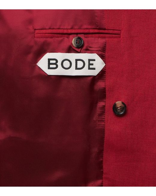 Bode Red Double-Breasted Linen Blazer for men