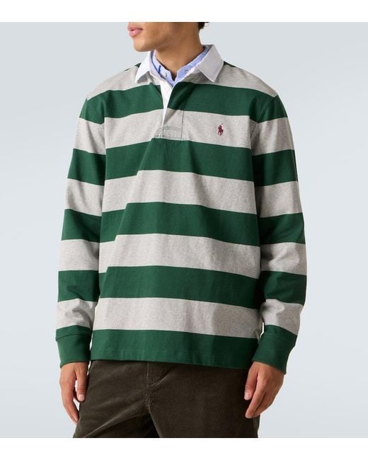 Polo Ralph Lauren Green Striped Cotton Polo Shirt for men