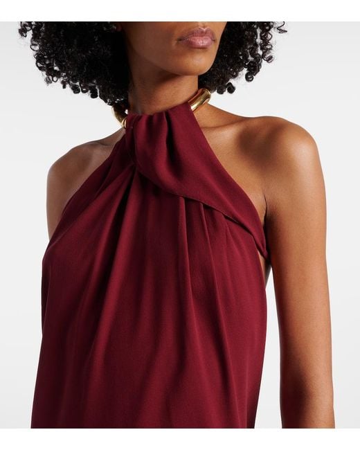 Vestido Midi De Crepe De Seda Drapeado Gucci de color Red