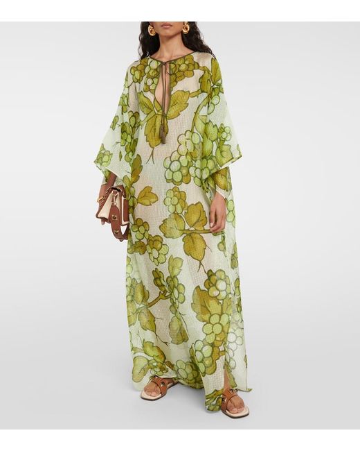 Etro Green Printed Silk Kaftan