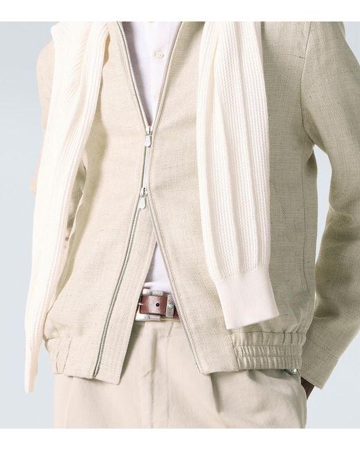 Brunello Cucinelli White Silk, Linen, And Wool Jacket for men