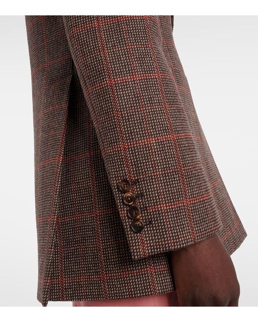 Chloé Brown Checked Virgin Wool Blazer