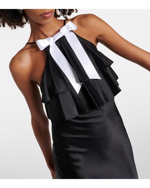 Rodarte Black Bow-Detail Halterneck Silk Satin Gown