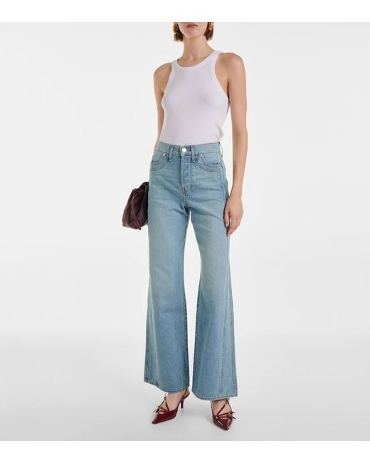 Veronica Beard Blue Taylor High-Rise Wide-Leg Jeans