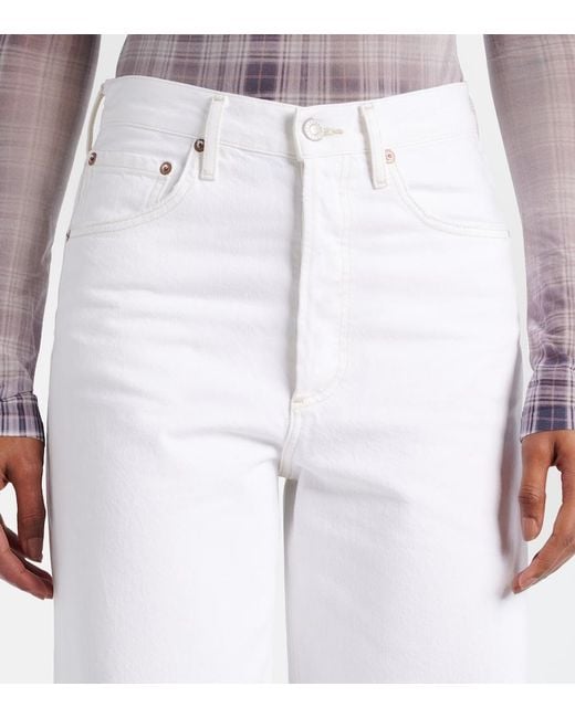 Agolde White Dame High-Rise Wide-Leg Jeans