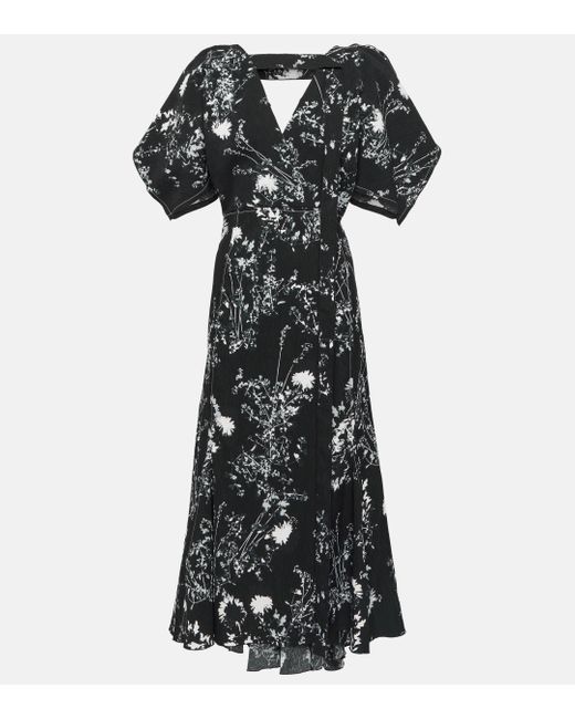 Victoria Beckham Black Floral Cady Midi Dress