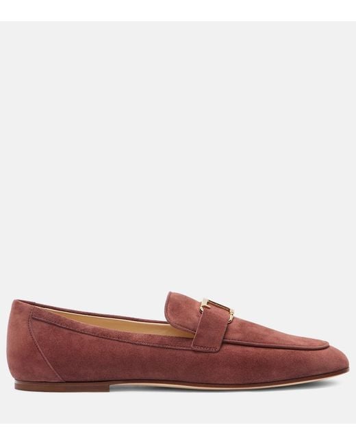 Tod's Red T Timeless Suede Loafers