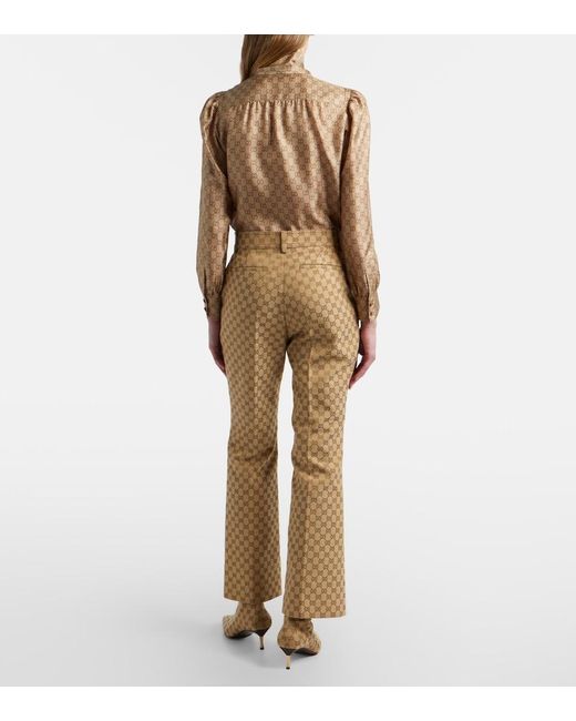 Gucci Natural Gg Canvas Flared Pants
