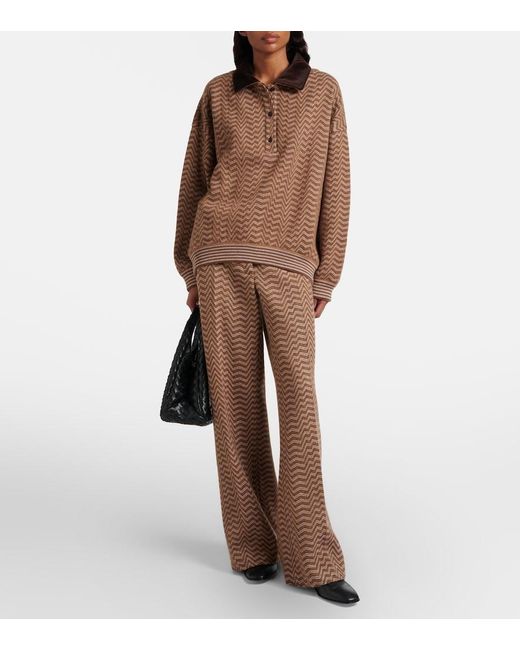 Missoni Brown Zigzag Low-Rise Bootcut Pants
