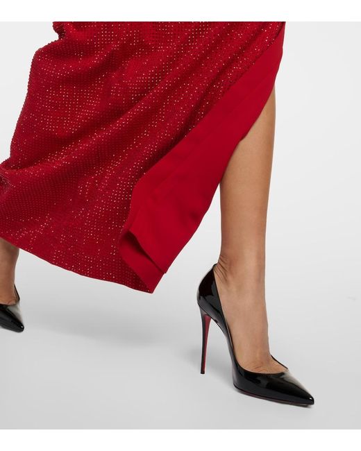 Roland Mouret Red One-Shoulder Diamante-Embellished Gown