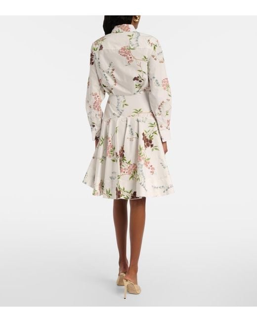 Erdem White Floral Cotton Poplin Shirt Dress