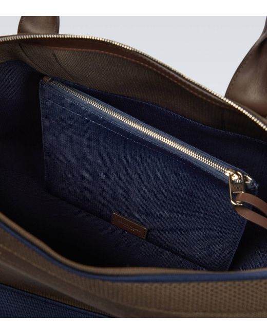 Giorgio Armani Blue Leather-trimmed Duffel Bag for men