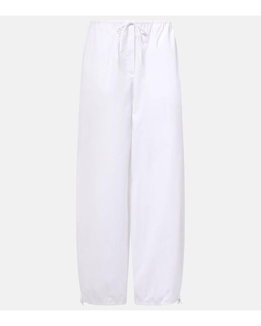 Totême White Cotton Poplin Wide-Leg Pants