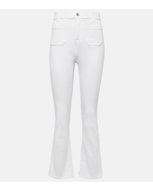 7 For All Mankind White High-rise Cropped Flared Jeans