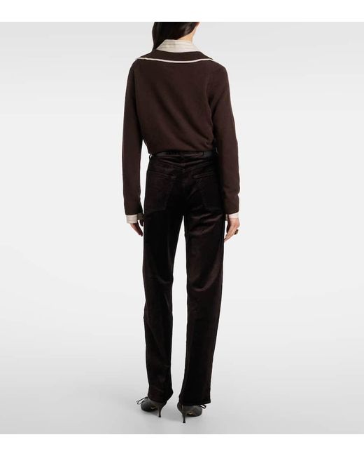 Citizens of Humanity Black Ayla Cotton-Blend Velvet Straight Pants