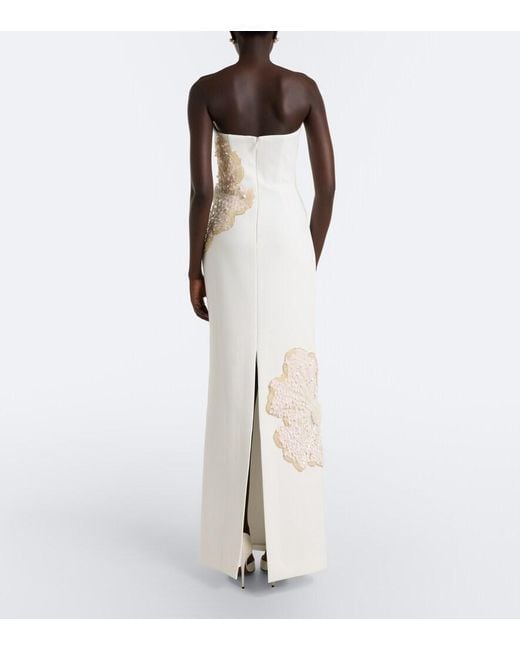Rebecca Vallance White Sequined Strapless Gown