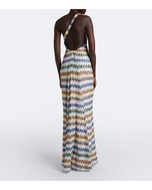 Missoni White One-Shoulder Lame Gown