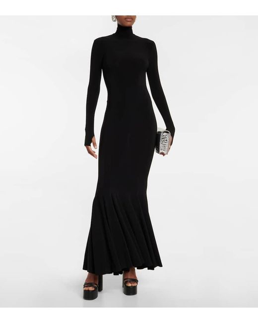 Norma Kamali Black Turtleneck Jersey Gown