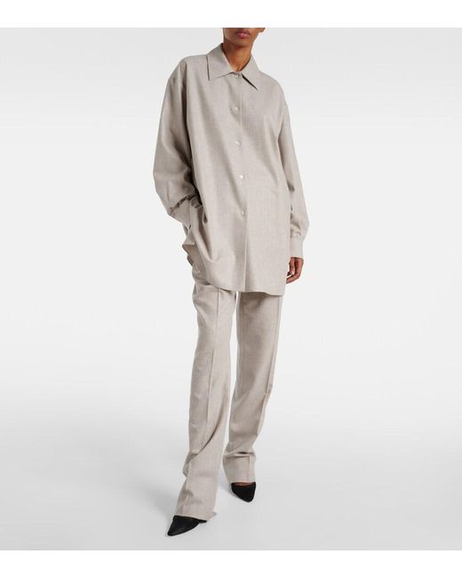 The Row White Komako Wool And Cashmere Shirt