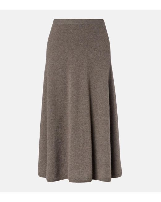 The Row Brown Masini Cashmere Midi Skirt