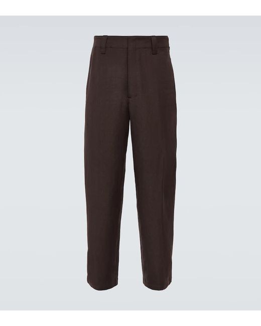 Pantalones anchos de lana y lino Lemaire de hombre de color Brown