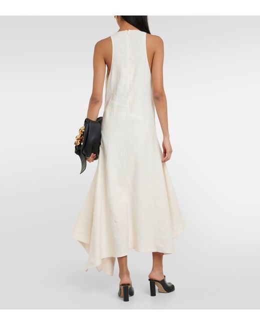J.W. Anderson White Cotton And Linen Midi Dress