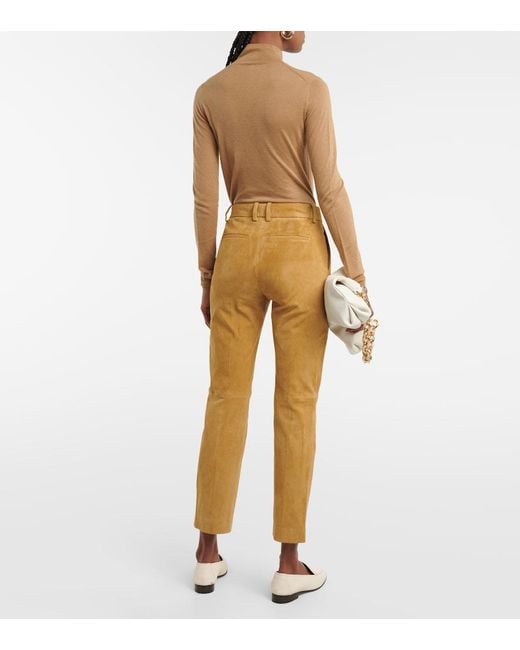 Joseph Natural Coleman Suede Cropped Pants