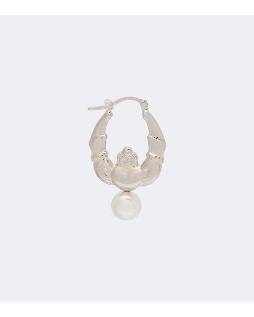 Simone Rocha White Faux Pearl Hoop Earrings