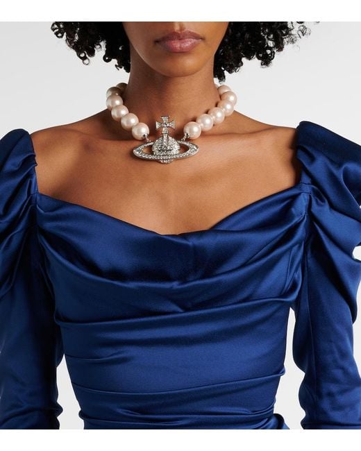 Vestido Corse De Novia Astral De Saten Vivienne Westwood de color Blue